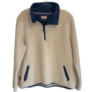 Women’s Joules Linley Cream and Blue Fleece Pullover Size 14